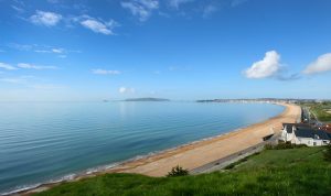 Weymouth Beach - Sandy Dorset beach view from above on a sunny day