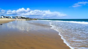 sandbanks beach - low tide at a sandy Dorset beach on a sunny day