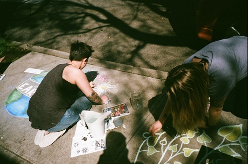 children shadow painting